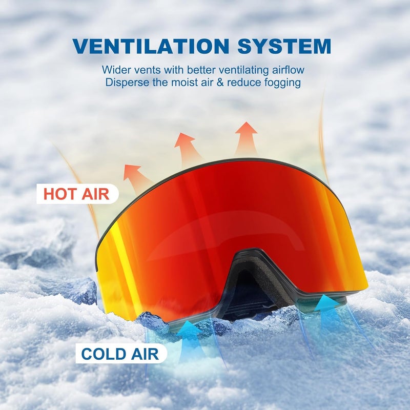 EXP VISION Ski/Snowboard Goggles, Magnetic Lens Snow Goggles with Anti-Fog & UV400 Protection for Men & Women - Image 4